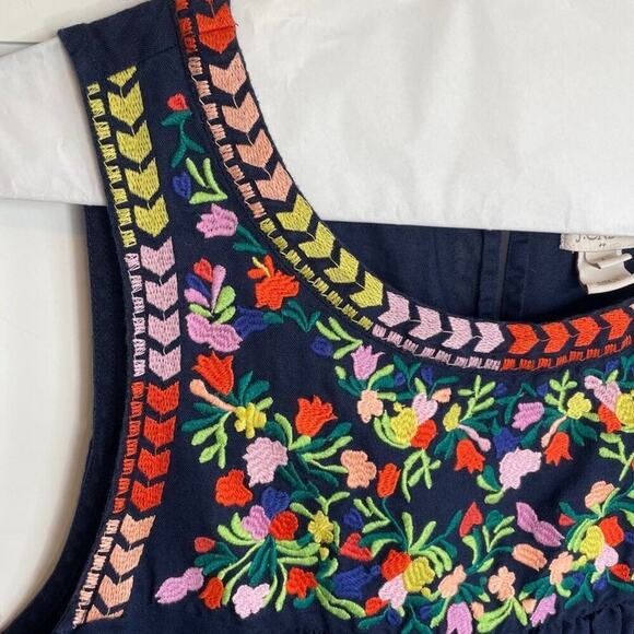 J. Crew Women's Floral Embroidered Dress Size 4 Linen Cotton Blend Boho Coastal - Picture 5 of 12